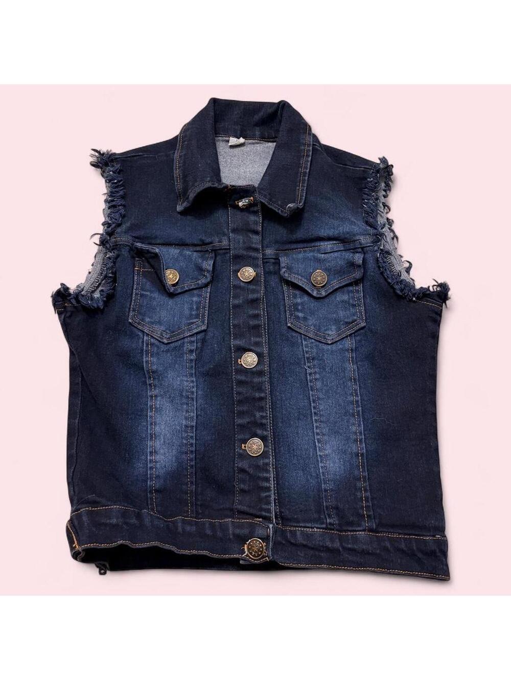 Distressed Denim Y2K Jean Jacket Vest